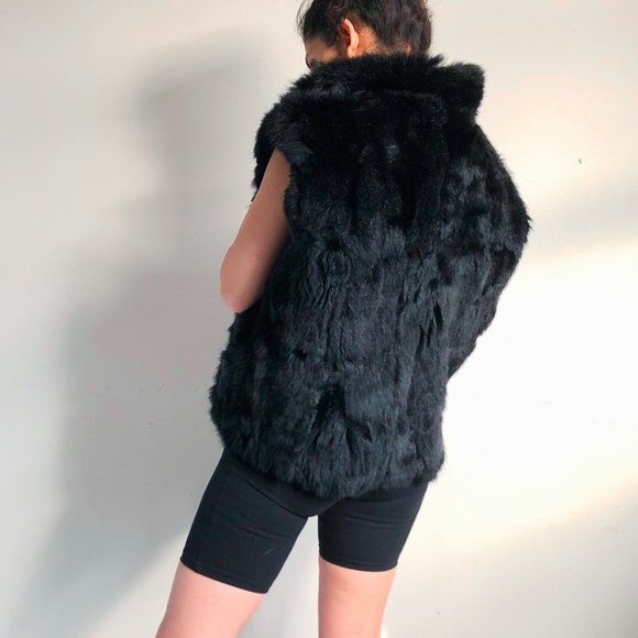 vintage leather jacket with removable fur vest - Picture 4 of 6